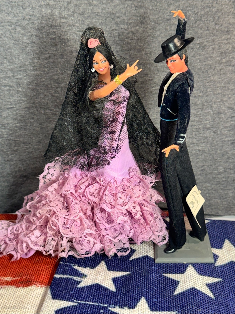 MARINA Pink and Black Flamenco Dancer Couple Figurines